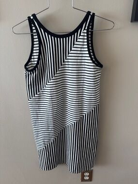 Rebecca Minkoff Black and White Diagonal Stripe Tank Mini Dress